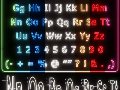 Neon Light Lamp 03 - Alphabet 3D model