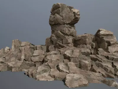 Rocks rock sculpture Low-poly 3D model
