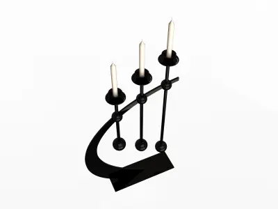Candlesticks three metal candle holders Low-poly 3D model