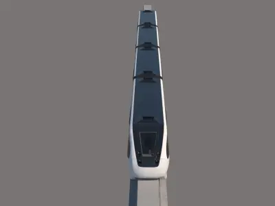 Monorail Collection commuter train on side of concrete wall 3D model