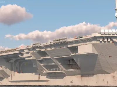  Naval Aircraft Carrier USS Gerald Ford Rigged for Cinema 4D 