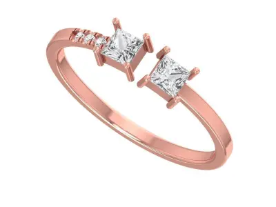 Solitaire Women Light Weight Princess stone Band Ring 3D print model