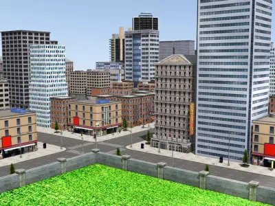 Realistic Modern City for Simulation and  Shooting Games Low-poly 3D model