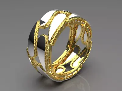 textured and mirrored design stl 3d gold ring model gr0041 3D print model purchase
