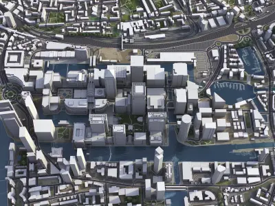 London - Canary Wharf Low-poly 3D model