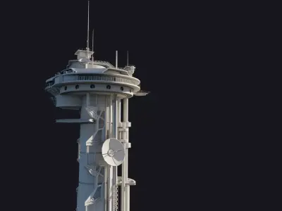 Futuristic well detailed Observation Tower Low-poly 3D model