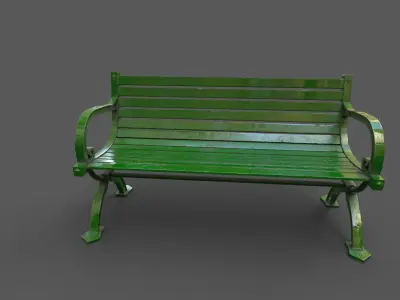 Street Bench Low-poly 3D model