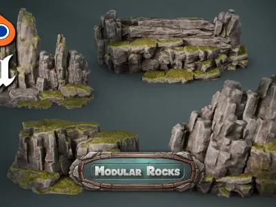 3DT Stylized Rocks and Cliffs Pack  Game Design  3D Asset Pack 3D model