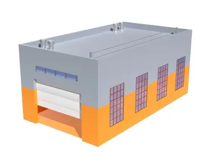 Factory Building B Low-poly 3D model