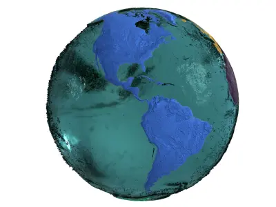 Earth Water 3D Globe Continents   Low-poly 3D model