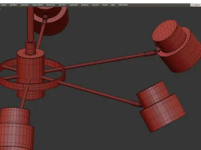 SATELLITE CEILING LAMP Low-poly 3D model