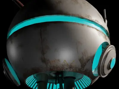 Cyber robor Low-poly 3D model