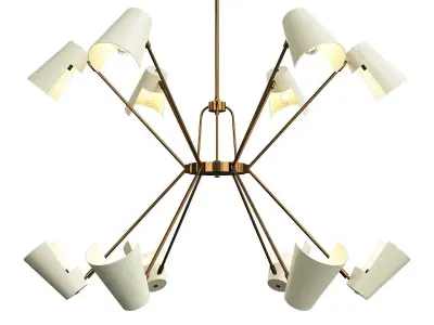 VINTAGE CHANDELIER IN ANTIQUE BRASS 12 ARM Low-poly 3D model