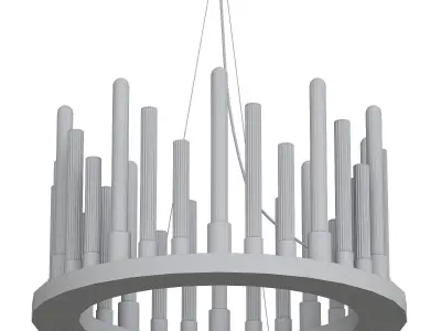 Titan chandelier made of wooden rods 3D model