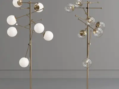 PLANETARIUM two brass floor lamps with glass balls 3D model