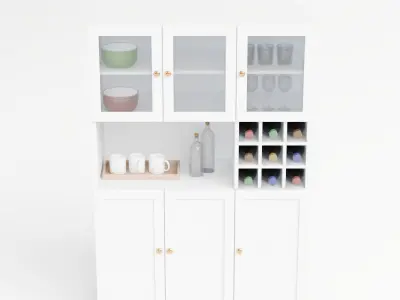 6-Door Kitchen Pantry Cabinet Storage 3D model