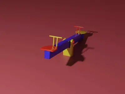 Playground Seesaw Low-poly 3D model