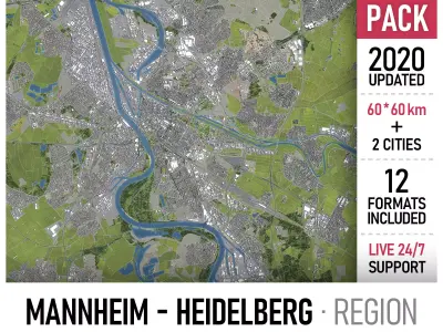 Mannheim Heidelberg Low-poly 3D model