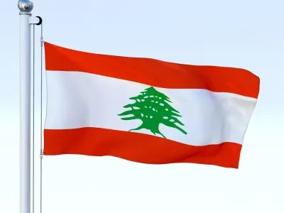 Animated Lebanon Flag Low-poly 3D model