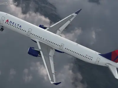  Delta Airlines Airbus A321 with Interior and Doors 