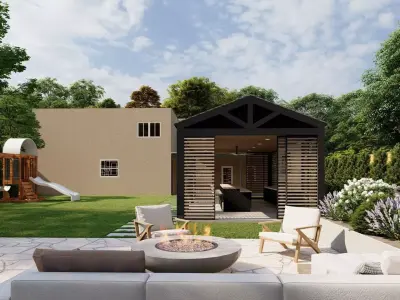 3D Exterior Scene 3D model design garden and landscape 3D  3D model 3