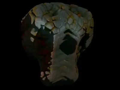 Alien Head Low - High Poly LOD Pack OBJ and FBX Low-poly 3D model