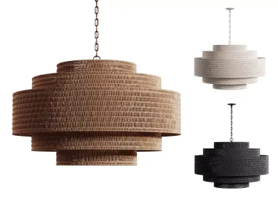 Paloma Chandelier Rattan Light Full Set - 3 Materials 3D Model Pack