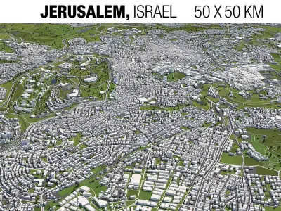 Jerusalem Israel 50x50km 3D City Map 3D model