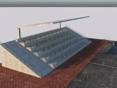 Street Neighborhood Basketball Court Stadium Low-poly 3D model