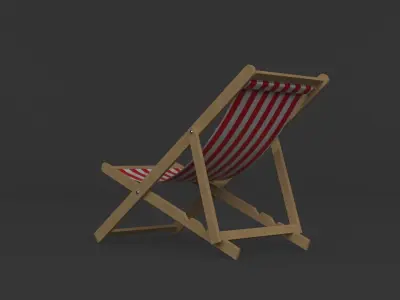 Beach Umbrella and Chair 3D model