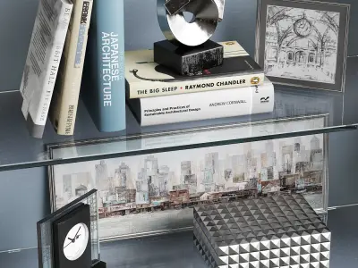 Decor Set 3 glass shelf 3D model