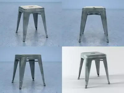 H45 four metal stools 3D model