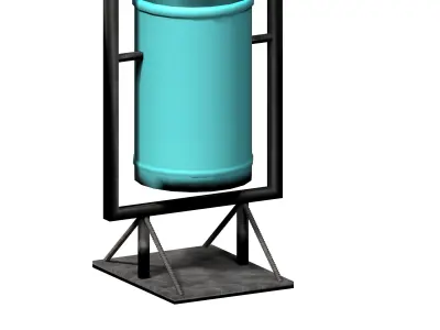 Turquoise circular cage type trash can with tap cover Low-poly 3D model