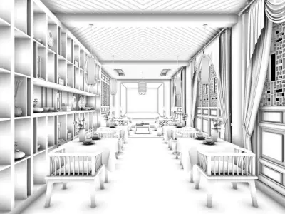 Business Restaurant - Coffee - Banquet  212 3D model