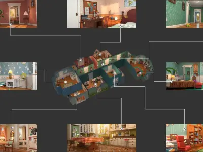 Cartoon Room Interior Full Version 3D model