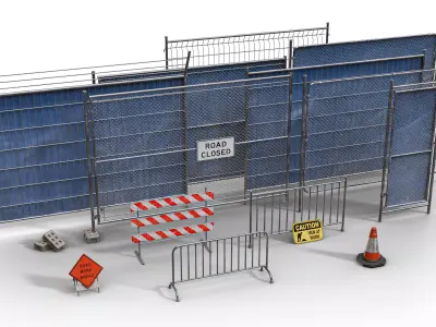 Construction Metal Fence Low-poly 3D model