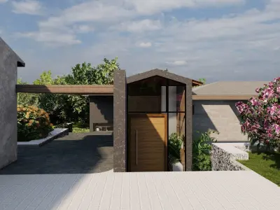 ecological modern village house design Low-poly 3D model