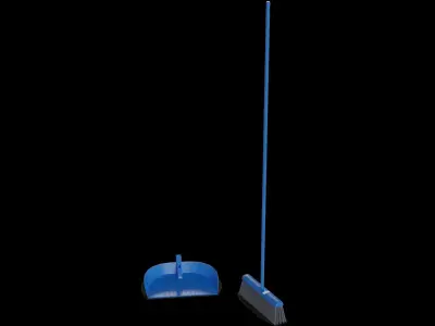 Brooms mops and window squeegees Broom and Dustpan Set 3D model