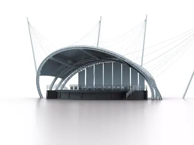 Modern Open Air Stage with Tensile Roof Low-poly 3D model