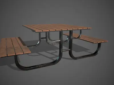 Park Bench Low-poly 3D model 2