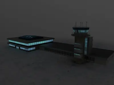 LQSA Control Tower Low-poly 3D model