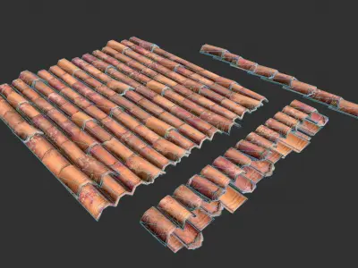 Old Roof Tiles Low-poly 3D model