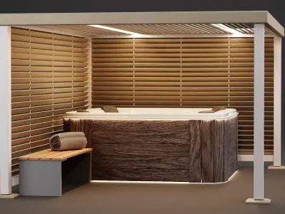 Gazebo Setup V10 - Universal Outdoor Wellness Scene 3D model