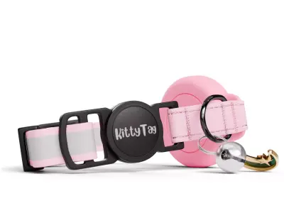 Cat Collar with Cute Face Design - Light Pink  3D model