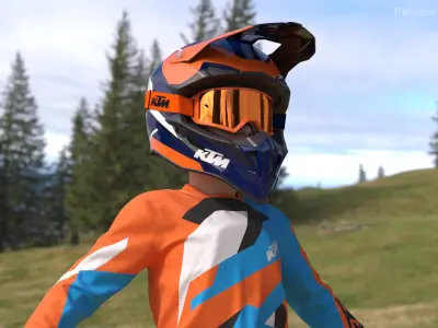  KTM Junior Motocross Rider in Racing Gear 