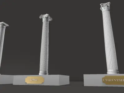 Classical Columns     Doric Ionic Corinthian for educational use 3D print model