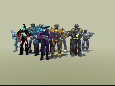 Sci-Fi Warrior Bots Low-poly 3D model