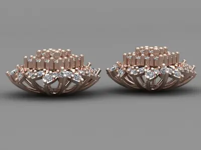 Rose Gold Diamond Women Earring 3D print Model 3D print model 23