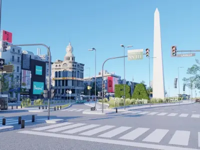 Buenos Aires City day and night 3D model