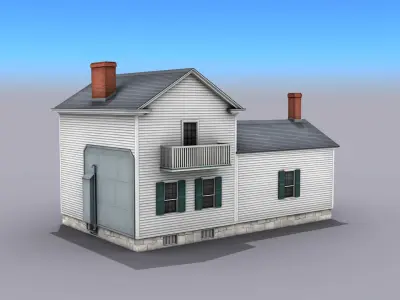 Big White House Low-poly 3D model